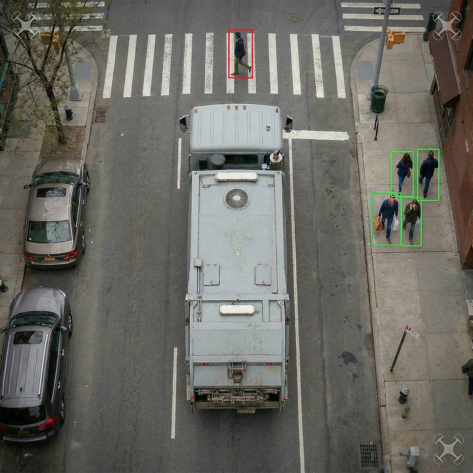 Built-in pedestrian detection — bird's eye view